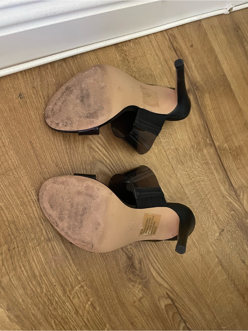 BCBGeneration Black Slide Mules with Smoky Clear Straps Size 5 - Picture 4 of 5